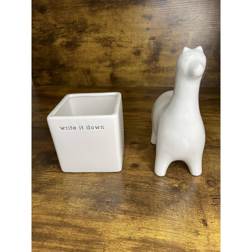 White Ceramic Flame and another square Minimalist Modern Decor Figurine Statue